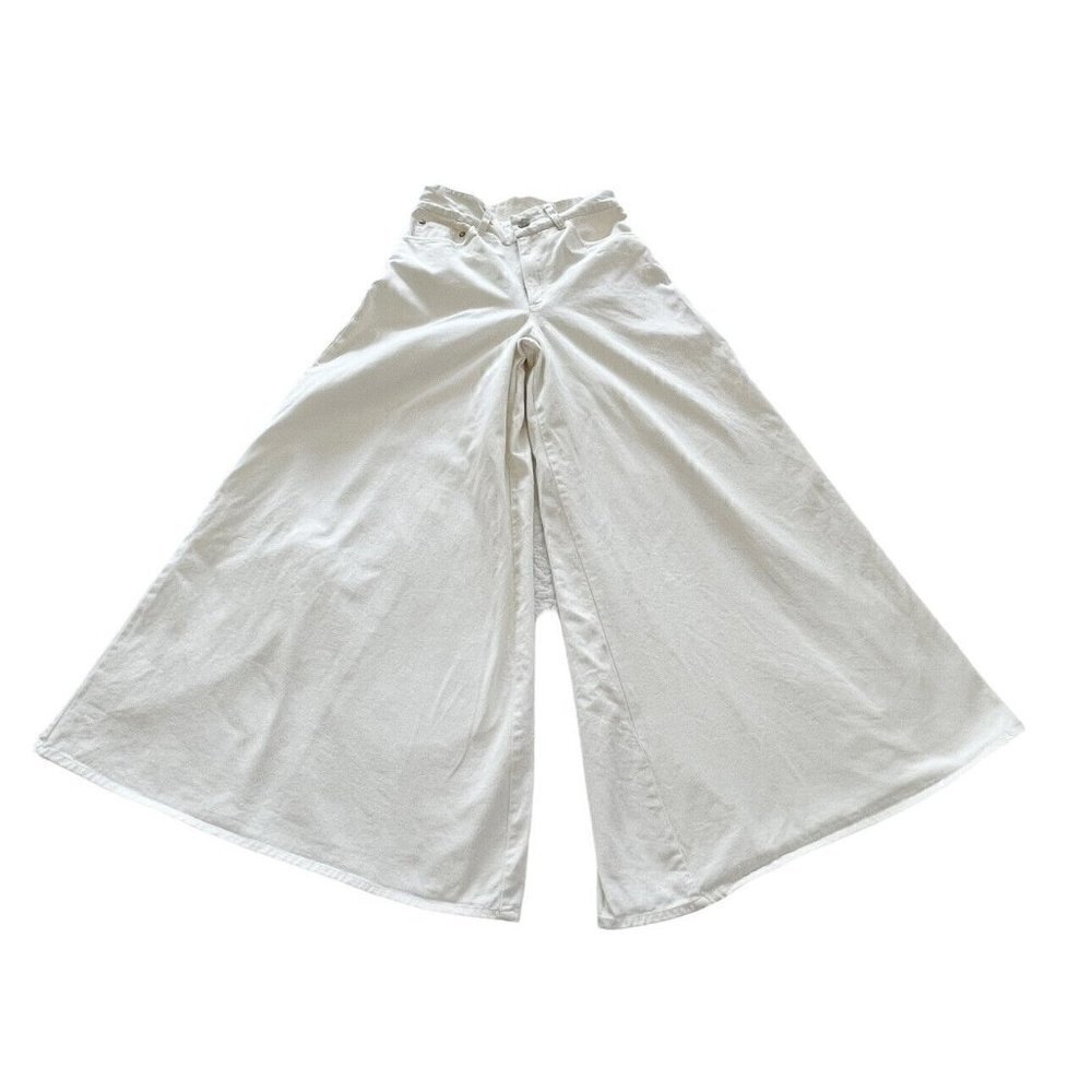 Farm Rio Women's Sz XS Off White (Natural) High Waisted Wide Leg Denim Jeans - Picture 2 of 9